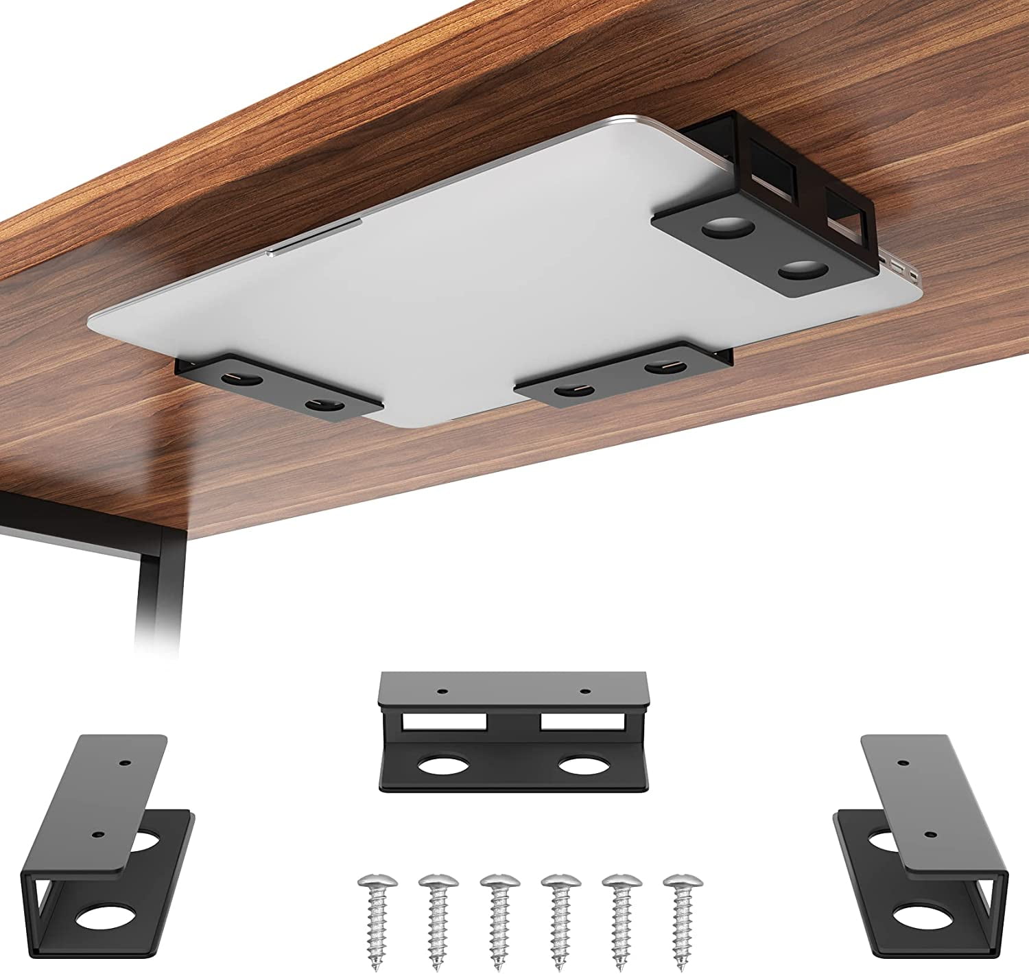 Under Desk Laptop Mount Metal Bracket with Felt Board to Protect Your