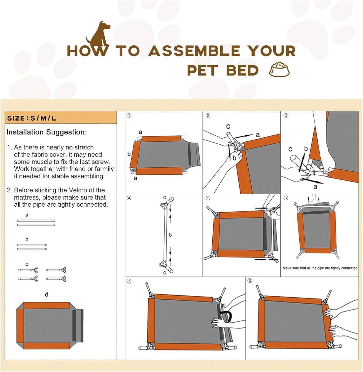 Elevated Dog Bed  Portable Raised Pet With Washable & Breathable Mesh No-slip Feet Durable Cots For Indoor Outdoor Use Large Cwc1803-l