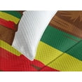thumbnail image 4 of Ambesonne Rasta Quilted Bedspread Set 3 Pcs, Ethiopian Flag Colors, Queen Size, Yellow Brown, 4 of 5