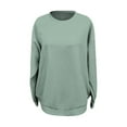 thumbnail image 5 of ManxiVoo Chunky Ribbed Texture Long Sleeve Pullover Sweatshirt for Women Oversized Comfortable Round Neck Top for Fall Fashion L Size Light Green, 5 of 5