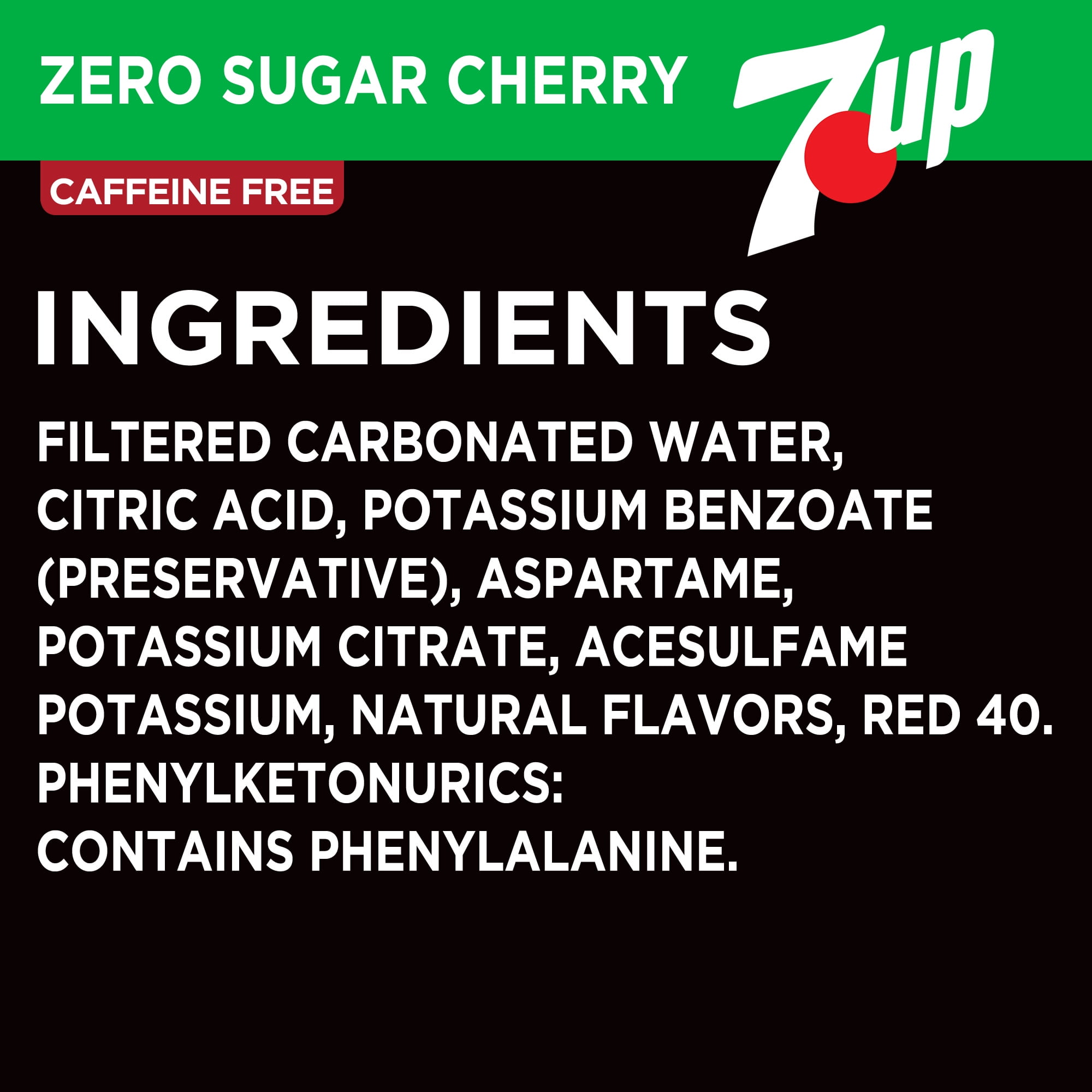 (2 pack) 7UP Caffeine Free Zero Sugar Cherry Soda Pop, 12 fl oz, 12 Pack Cans