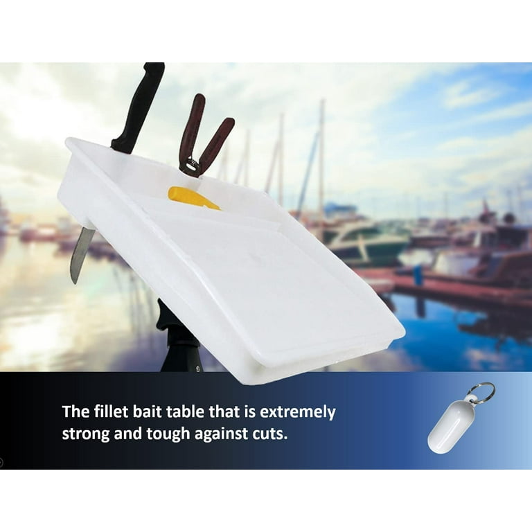 Pactrade Marine Fishing Fillet Table Cutting Board Single Rod Holder Rail 7/8 inch-1 inch Round 1 inch-1/4 inch Square Mount White Bait Knives Pliers