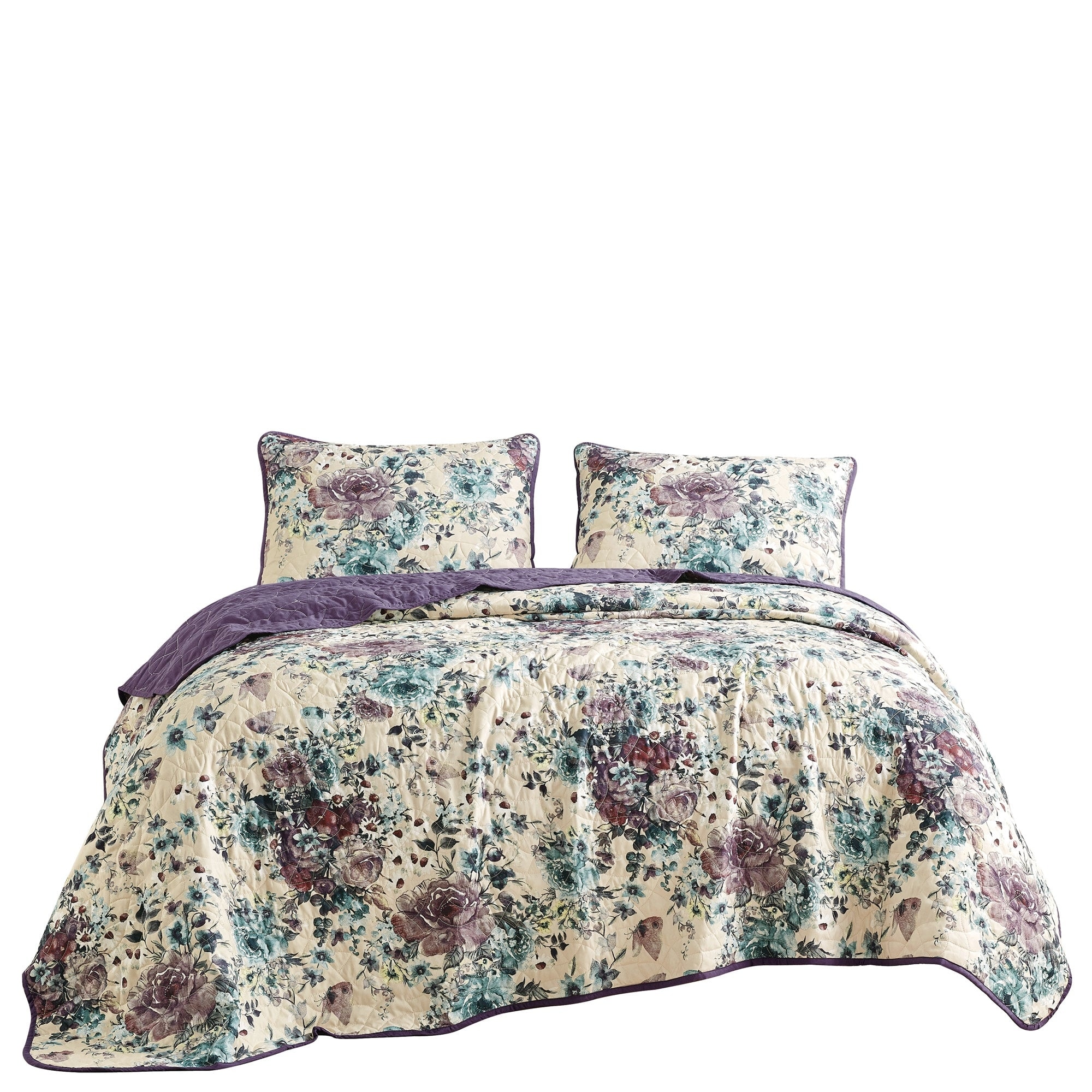 MarCielo 3 Piece Printed Quilt Set Lightweight Bedspread Set Helie