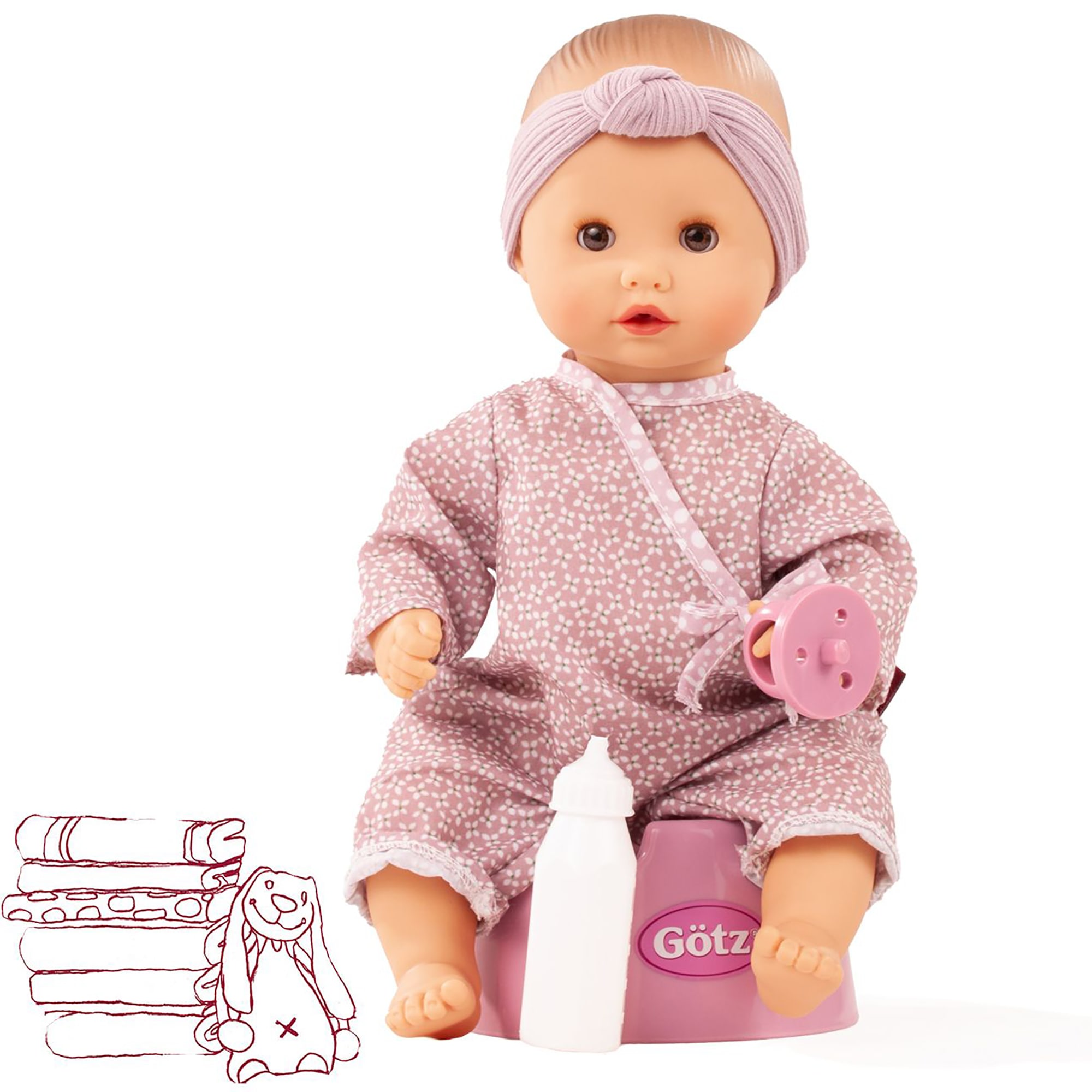 Gotz Sleepy Aquini Soft Mood - 13" Drink & Wet Bath Baby Girl Doll with Potty, Bottle and Pacifier