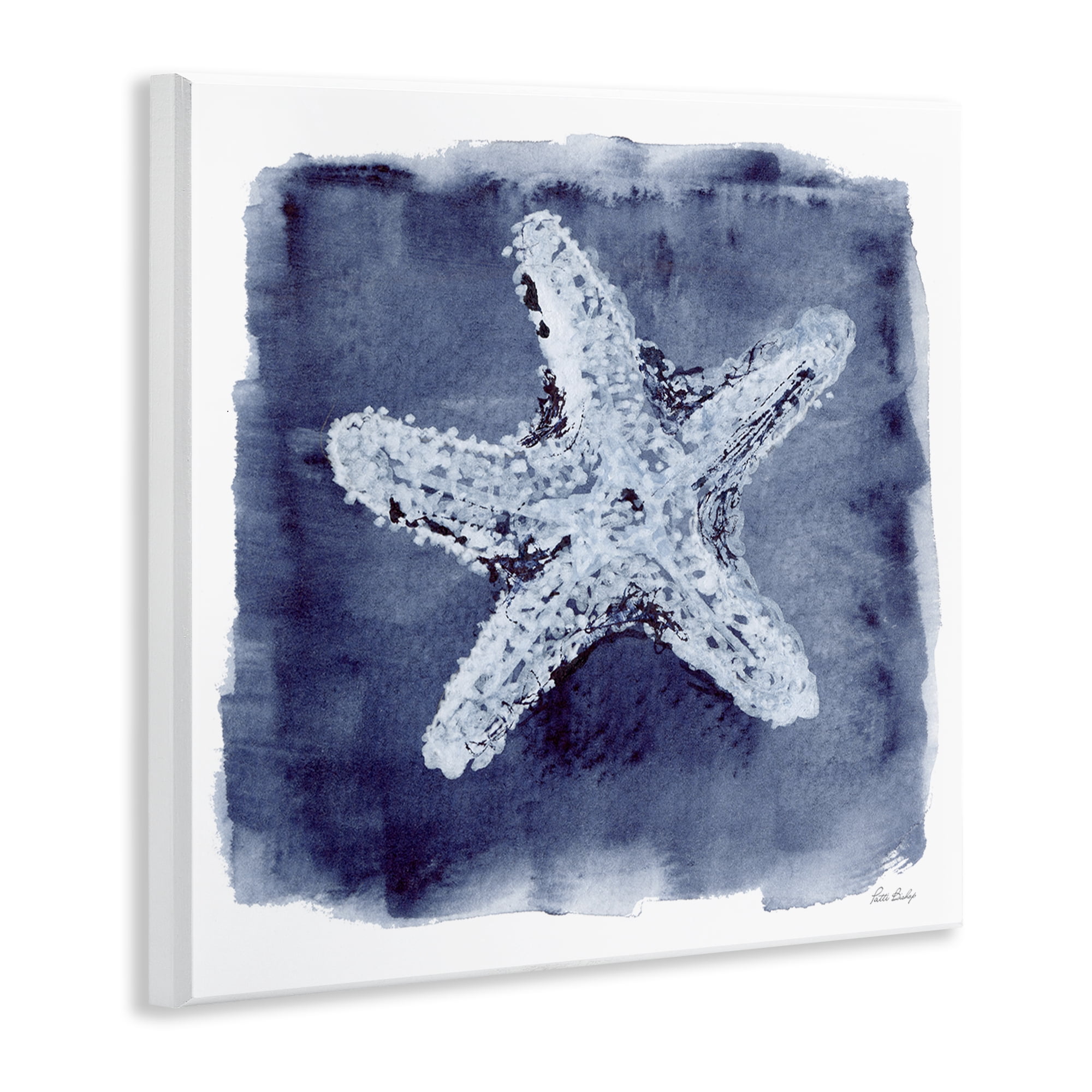 Stupell Industries Starfish Blue Impression Animals Painting Unframed Art Print Wall Art, 12 x 12