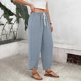 thumbnail image 4 of AzureSilk Women Casual Wide Leg Pants Loose Straight Leg Trousers with PocketPalazzo Pants Cropped Spring Summer Vacation Outfits Fashion Clothing Beach Clothes, 4 of 5