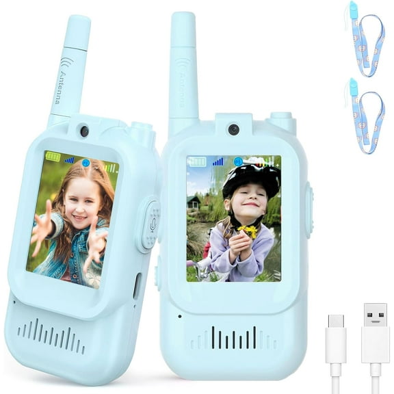 Walkie Talkies for Kids 2 Pack, Video Walkie Talkies Handheld Rechargeable Video Intercom with Screen Display, Indoor Outdoor Toys for Ages 3-12, Gifts for Boys Girls Christmas