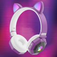 thumbnail image 2 of Auricures Inalámbricos para de Gato para Oreja, Peso Liviano Plegable, Control de , Auricures de Luz LED para Juegos de Computadora - púrpura Soledad Auriculares de juego, 2 of 7