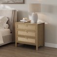 thumbnail image 6 of SICOTAS Cherry Oak Dresser and Nightstand for Bedroom, 6-Drawer Dresser & 3-Drawer Nightstands, 3-Piece Boho Bedroom Set with Farmhouse Rattan Drawers & Gold Handles Boho Coastal Furniture Set, 6 of 19