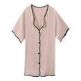 thumbnail image 1 of Timegard Chemises de Nuit pour Femmes Satin Col en V Échancré Boutonné Manches Courtes Tenue de Nuit Confortable Courte Robe de Nuit, 1 of 7