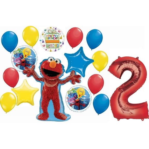 Elmo and Friends 2nd Birthday Party Supplies Balloon Bouquet Decorations