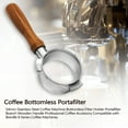 thumbnail image 4 of Cafetera de acero inoxidable de 54 mm Soporte de filtro sin fondo Portafiltro Rama Mango de madera A Tomshoo  Accesorio para máquina de café, 4 of 5