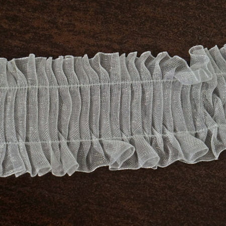 25 YARD Ruffle Lace Trim On Satin Edged Organza Fabric - WHITE ...