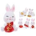 thumbnail image 1 of 6pcs Rabbit Figurine Resin Year of the Rabbit Bunny Figurine Zodiac Rabbit Decoration, 1 of 7