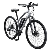 Schwinn Sycamore Electric 350 Watt Hub-Drive 8-Speed Mountain/Hybrid Electric Bicycle, Men's, Medium, Silver