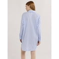 thumbnail image 5 of Joyspun Women’s Woven Long Sleeve Button Front Sleepshirt, Sizes XS-3X, 5 of 7
