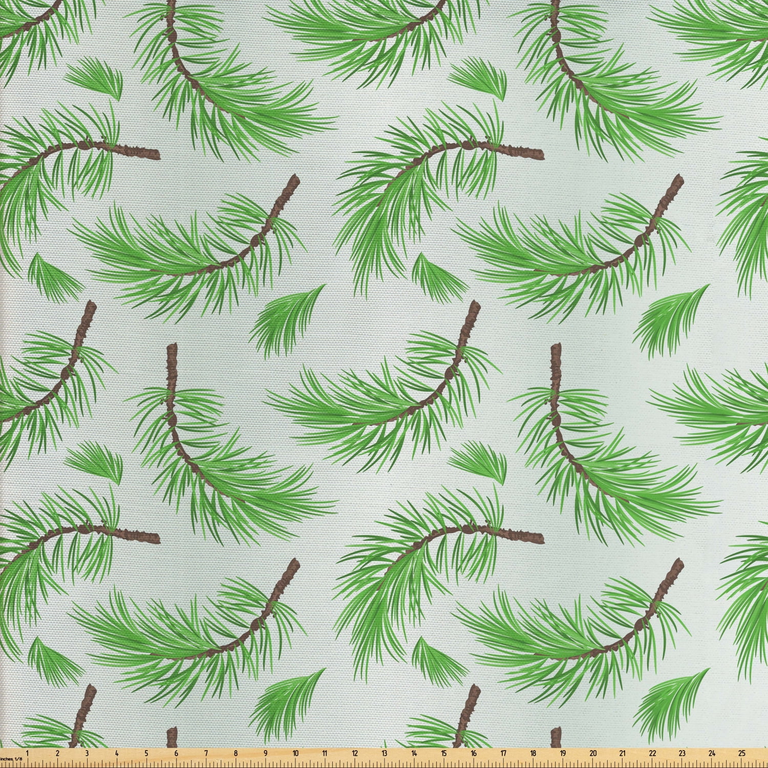 Leaves Fabric by The Yard, Falling Pine Tree Branches with Spiky Leaves
