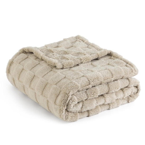 Manta Bedsure de forro polar marrón claro para sofá, 130 x 180 cm