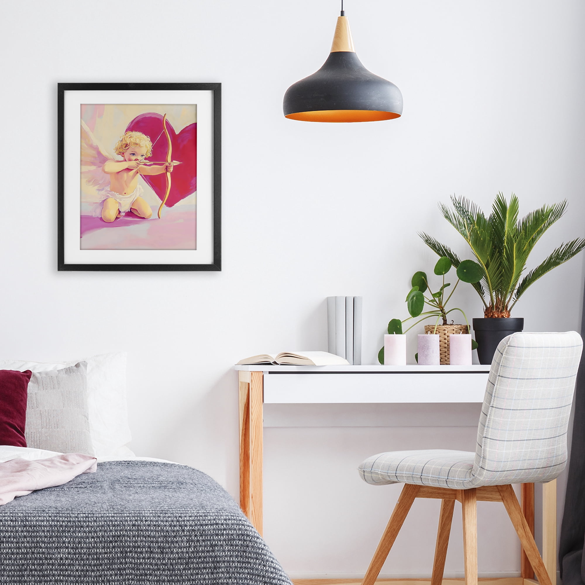 Stupell Industries Cupid Shooting Arrow with Heart Black Framed Print Under Glass, design by The Prints Vibe
