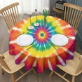 thumbnail image 3 of Rainbow Tie Dye Ray Circle Pattern Round Tablecloth 60"x60",Wrinkle Wipeable Table Cloth for Kitchen Dining Room Picnic Patio Party, 3 of 6