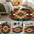 thumbnail image 5 of Round Rugs 5Ft, Turquoise Red Round Area Rug Washable Indoor Throw Carpet, Southwest American Native Abstract Pattern Soft Non Slip Circle Rug for Cabinet Bathroom Home Decor Aesthetic, 5 of 8