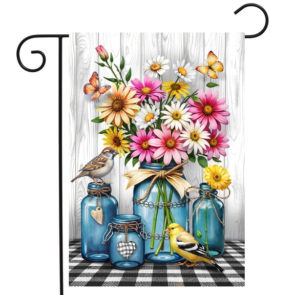 Briarwood Lane Spring Garden Flag 12x18 For Outdoor Blue Jar Bouquets For Spring Garden Flag Flags For Outside