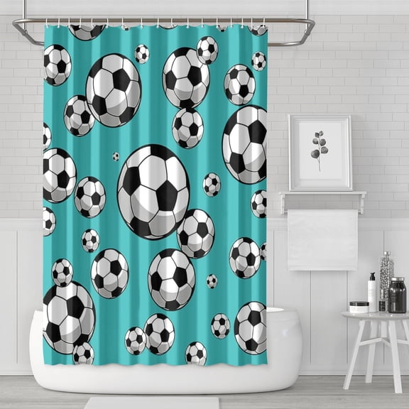 Player Shower Curtain - Sports Themed Waterproof Bath Curtain for Kids, Boys, Teens - 72x72 Inch