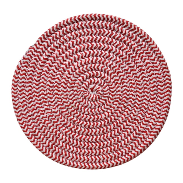 Woven Coasters for Drinks,4.33 Inch Colorful Boho Absorbent Drinking Coaster, Minimalist Cotton Woven Coaster for Living Room Decor, Home Tabletop Decor, Bar Essentials for Coffee Table(White Red)