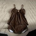 thumbnail image 6 of GIPQJK Women's Tankini Swimsuits Tummy Control 2 Piece Swim Suit Summer Flowy Adjustable Strappy Swimwear Top with Bottom,Coffee XL, 6 of 7