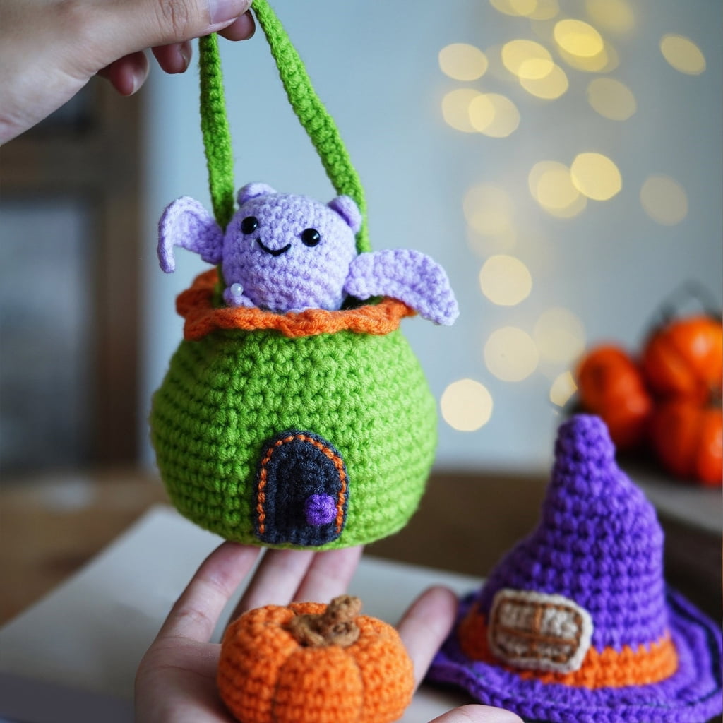 Halloween Candy House Crochet Set for Kid Adult, with Video Tutorial Instruction, Crochet Hook, Knitting Needle, Yarns