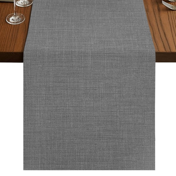 Vintage Dark Gray Table Runner 72 Inches Long, Cotton Linen Table Runner Dresser Scarf, Farmhouse Retro Solid Color Linen Texture Fabric Tablerunners for Dining Tables Wedding Holiday Party 13"x72"