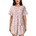 thumbnail image 1 of Vsdgher Pyjama Rétro à Motif Floral pour Femmes, Ensemble de Nuit 2 Pcs à Manches Courtes, Ensemble de Pyjama Doux d'Été, Ensemble de Détente Décontracté, 2 Pcs, Petit, 1 of 6