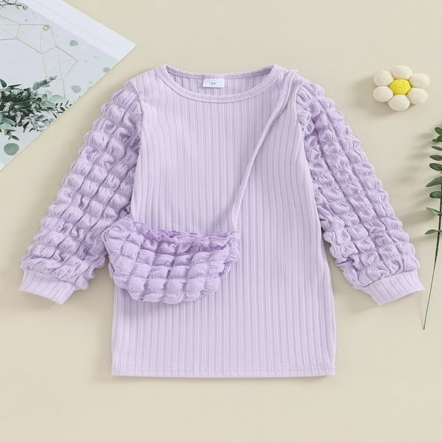Automne Hiver Chaud Filles Tricot Princesse Vêtements Duveteux Manches Longues Robe Chandail avec Sac