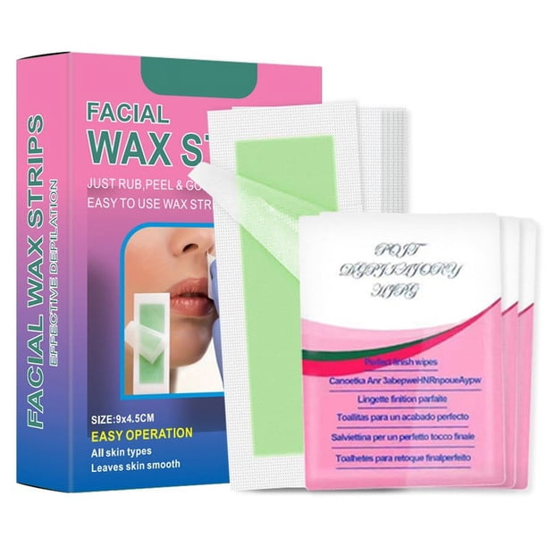 Autorización Tiras de cera con pasta de cúrcuma, tiras de cera para depilación facial, corporal, brazos, piernas, pecho y espalda, kit de depilación con 30 tiras de cera y 3 toallitas con aceit
