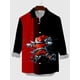 thumbnail image 4 of Camisa de manga larga con estampado informal de Papá Noel para hombre, con elementos navideños, para tomar el sol, para fiestas, noches, camisa divertida de uso diario, cuello abotonado, 4 of 4