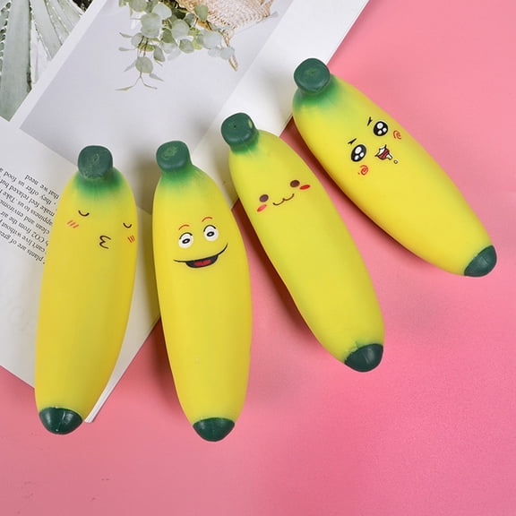 Banana Cubes Squishy Toys Stress Balls for Adults and Kids Stretchy Sensory Fidget Toys Squeeze Ball Stress Relief Toy Party Favors Easter Basket Stuffers Novelty Fake Banana Squeeze Toy Relax Toys