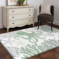 thumbnail image 4 of Sage Green Octopus Coastal Large Area Rugs for Bedroom Living Room, Soft Non Slip Carpet Bedside Rug, Nautical Coral Starfish Rectangular Floor Cover Kitchen Accent Rug 3'x5' for Dining Room/Office, 4 of 9