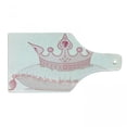 thumbnail image 1 of Queen Cutting Board, Cartoon Style Pink Cartoon Crown on Pillow Tail Fantasy Girlish Fashion, Decorative Tempered Glass Cutting and Serving Board, Wine Bottle Shape, Pale Pink, by Ambesonne, 1 of 1