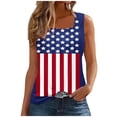 thumbnail image 2 of Puntoco Camisetas sin mangas para mujer Camiseta sin mangas con cuello holgado y estampado del Día de la Independencia para mujer, 2 of 5