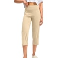 thumbnail image 6 of Inglocry Womens Capri Pants High Waisted Straight Leg Yoga Capris Leggings with Pockets Crop Workout Summer Pants Khaki XL, 6 of 7