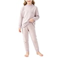 thumbnail image 2 of XRoczxe Kids Thermal Underwear Set, Boys Girls Striped Base Layer Pajamas, Soft Warm Long Sleeve Top & Pants for Winter Sleepwear, 2 of 6