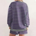 thumbnail image 3 of XFLWAM Women's Oversized Lounge Sets 2 Piece Outfits Long Sleeve Shorts Set Striped Matching Casual Set Long Sleeve Lounge Sets, 3 of 6