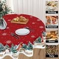 thumbnail image 4 of Red Christmas Tablecloth Round 60 Inch Winter Snowflake Snowman Decoration Outdoor Table Cloth Christmas Trees Red Outdoor Table Cover for Dining Kitchen Holiday Party Picnic Home Decor, 4 of 6