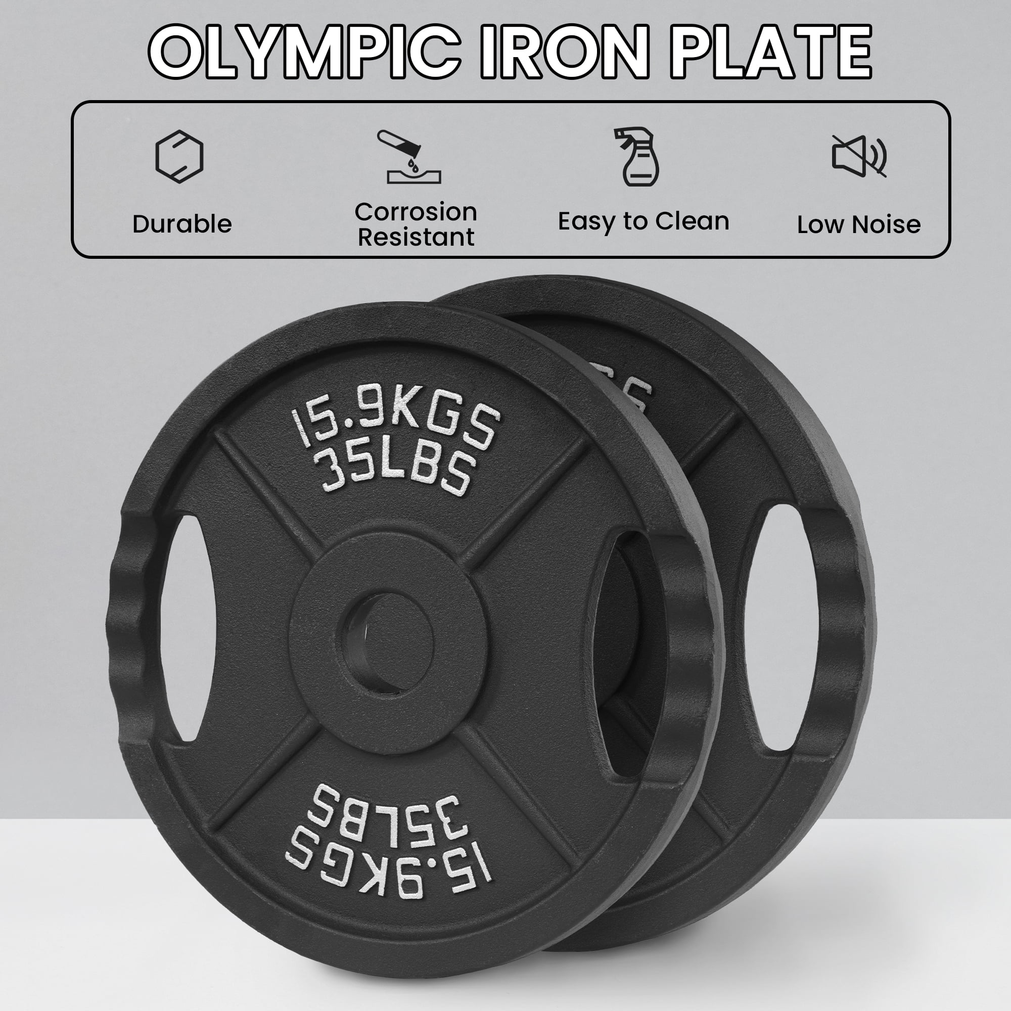 BalanceFrom Weight Plates, Cast Iron, 8.00 in * 2.00 in * 8.00 in, 35 lb, 2 Count