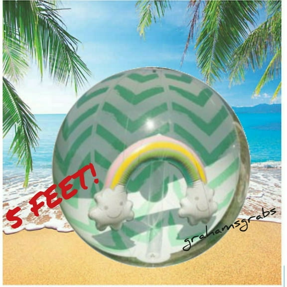 INFLATABLE BEACH BALL 5 FT TALL WITH CLOUD POOL PARTY OCEAN FUN