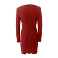 thumbnail image 3 of Fankiway Robe d'Hiver pour Femmes Couleur Unie Tricotée Manches Longues Mi-Longues Demi-Fermeture à Glissière Col en V Robes pour Femmes Grande Taille Liquidation Robes d'Été pour Femmes Manches Courtes, 3 of 5