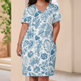 thumbnail image 4 of Blue Floral Ladybug Doodle Pattern Summer Dresses for Women Beach Boho, 4 of 6