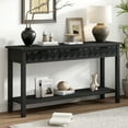 thumbnail image 1 of MODERNLUXE Table Console de 60 Pouces de Long, Table Étroite derrière le Sofa avec 3 Tiroirs, Tablette de Rangement Ouverte et Design Honeycomb pour Entrée, Salon, Foyer, Noir, 1 of 8