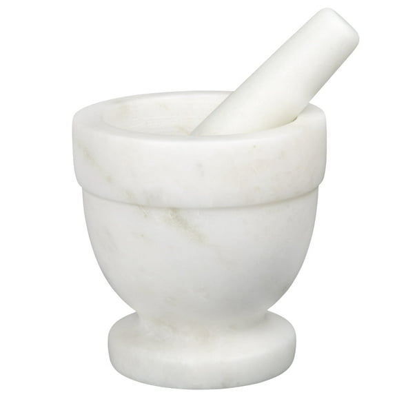 Creative Home Genuine Natural White Marble Mortar and Pestle Set, 4" x 4"