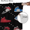 thumbnail image 2 of Basketball Shoes Curtains for Boys Bedroom Decor, Cool Red Black Sneaker Footwear Sports Colorful Modern Window Treatment Set for Kid Teen Living Room 2 Panel Sets,55x63 Inch, 2 of 6